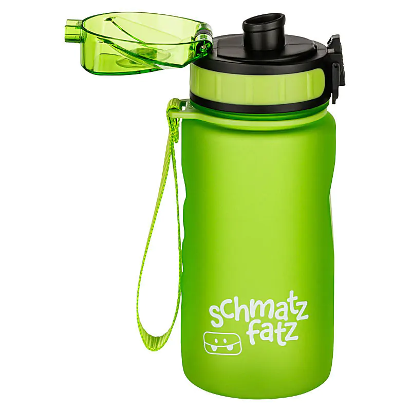 Foto von Trinkflasche aus Kunststoff, transparent, grün, mit Deckel Produktfoto Trinkflasche, transparent