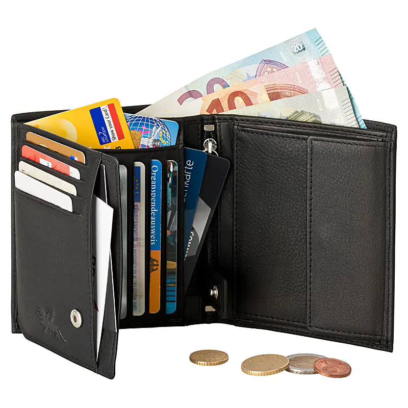 Produktfoto Geldbeutel, aufgeklappt mit Inhalt Produktbild, Standard-Produktfoto Geldbörse