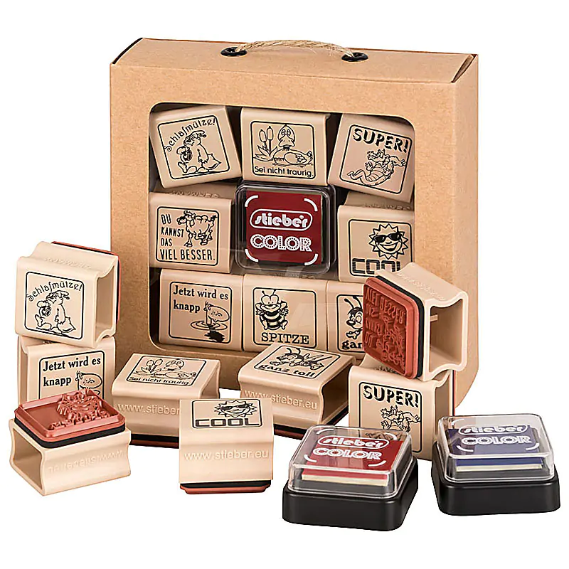 Produktfoto verschiedene Holzstempel im Set Produktbild, Standard-Produktfoto Stempel Set