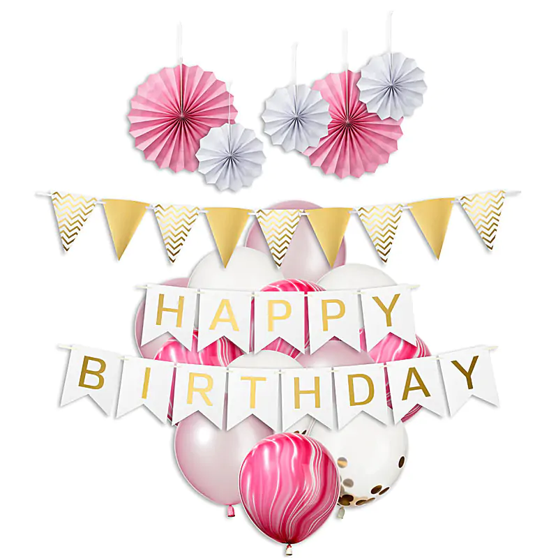 Produktfoto Geburtstags-Set aus Luftballons, Lampions und Girlanden Produktbild, Standard-Produktfoto Luftballons, Girlanden